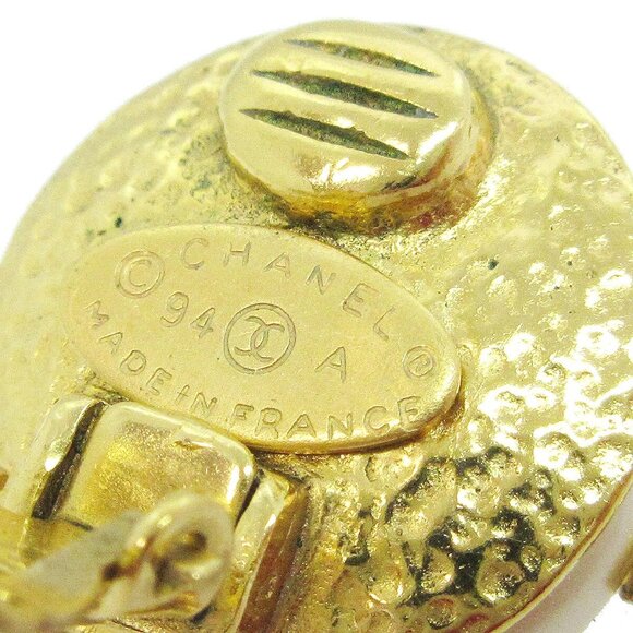 Chanel Triple CC Artificial Pearl Button Earrings Clip-On Gold 94A 70221 - Picture 3 of 4